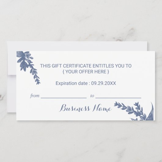 Blue Botanical Greenery Salon Cadeaubonnen (Achterkant)