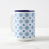 Blue Botanical Inspired Motif Tweekleurige Koffiemok (Voorkant links)
