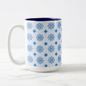 Blue Botanical Inspired Motif Tweekleurige Koffiemok (Links)