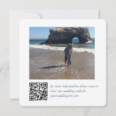 Blue Botanical Leaf Save the Date w/QR Code+Image Kaart (Achterkant)