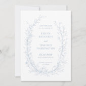 Blue Botanical Line Art Lijst Bruiloft Save The Date (Voorkant)
