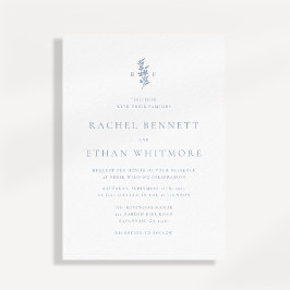 Blue Botanical Motif Wedding Invitation Aankondiging