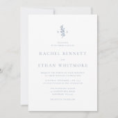 Blue Botanical Motif Wedding Invitation Aankondiging (Voorkant)