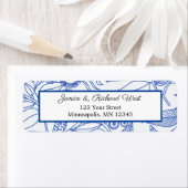 Blue Botanical Navy Lijst Wedding Address Etiket (Insitu)
