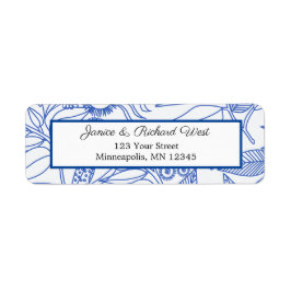 Blue Botanical Navy Lijst Wedding Address Etiket