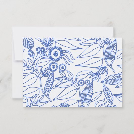 Blue Botanical Personalized Floral Wedding Bedankkaart (Achterkant)