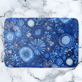 Blue Botanical Shibori Badmat