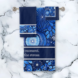 Blue Botanical Shibori Gezegde Bad Handdoek