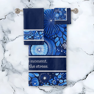 Blue Botanical Shibori Gezegde Bad Handdoek