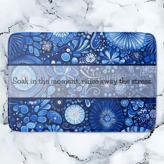 Blue Botanical Shibori Gezegde Badmat