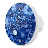 Blue Botanical Shibori Keramische Knop (Rechts)