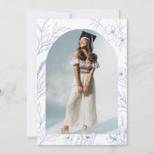 Blue Botanical Sketch Graduation Invite Kaart (Achterkant)