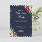 Blue Botanical Snowflake Elegant Christmas Party Kaart (Staand voorkant)