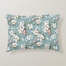 Blue Botanical Spring Dogwood Accent Kussen