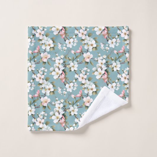 Blue Botanical Spring Dogwood Bad Handdoek (Wasdoekje)