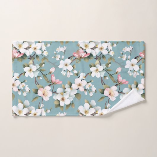 Blue Botanical Spring Dogwood Bad Handdoek (Handdoek)