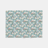 Blue Botanical Spring Dogwood Fleece Deken (Voorkant (Horizontaal))