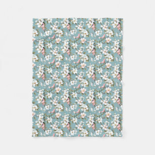 Blue Botanical Spring Dogwood Fleece Deken
