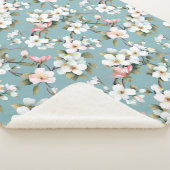 Blue Botanical Spring Dogwood Sherpa Deken (3/4)
