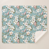 Blue Botanical Spring Dogwood Sherpa Deken (Voorkant (horizontaal))
