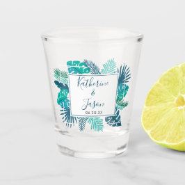 Blue Botanical Tropical Palm Summer Beach Weddensc Shot Glas