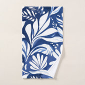 Blue Botanical Watercolor Floral Pattern Bad Handdoek (Handdoek)