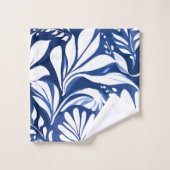 Blue Botanical Watercolor Floral Pattern Bad Handdoek (Wasdoekje)