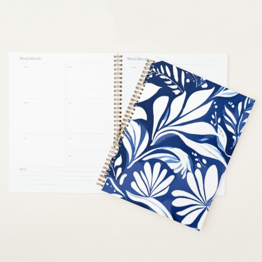 Blue Botanical Watercolor Floral Pattern Planner (Display)