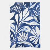 Blue Botanical Watercolor Floral Pattern Theedoek (Verticaal)