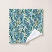Blue Botanical Wave Modern Pattern Bad Handdoek (Wasdoekje)