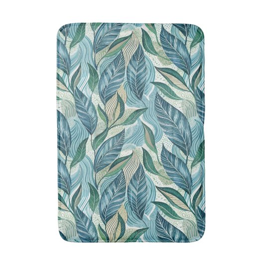 Blue Botanical Wave Modern Pattern Badmat (Voorkant Verticaal)