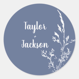 Blue Botanical Wedding Ronde Sticker