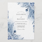 Blue Botanical Whimsy Wedding Kaart (Voorkant)