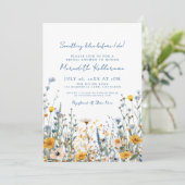 Blue Botanical Wildflower Vrijgezellenfeest Kaart (Staand voorkant)