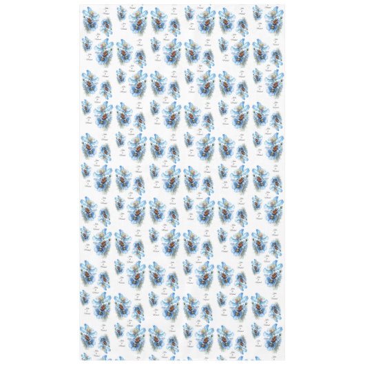 Blue  Botanical  Wreath Wedding Decor Newlyweds Tafelkleed (Voorkant)