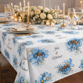 Blue  Botanical  Wreath Wedding Decor Newlyweds Tafelkleed
