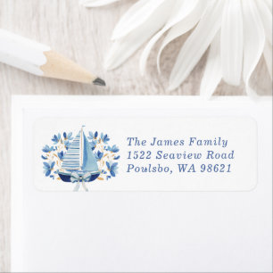 Blue boten & bochten baby shower etiket