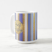 Blue Bougie Stripes gepersonaliseerde koffie Mok (Voorkant links)