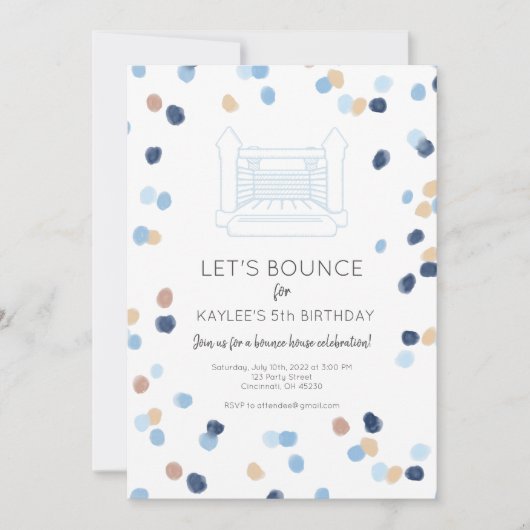Blue Bounce House Party nodigt uit Kaart (Voorkant)