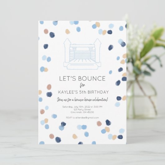 Blue Bounce House Party nodigt uit Kaart (Staand voorkant)