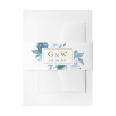  Blue Bouquet Monogrammen en Date Wedding Uitnodigingen Wikkel (Voorkant Voorbeeld)