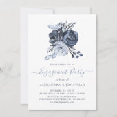 Blue Bouquet | Waterverf Floral Engagement Party Kaart (Voorkant)