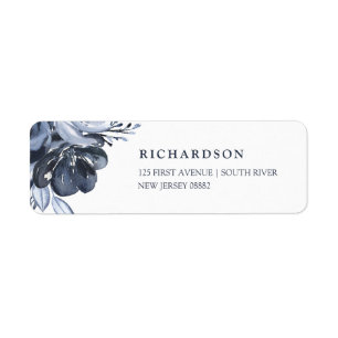 Blue Bouquet   Waterverf Floral Etiket