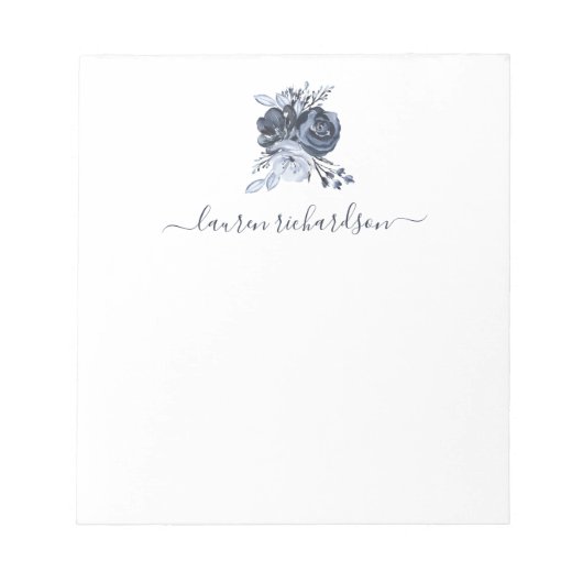 Blue Bouquet | Waterverf Floral Notitieblok (Voorkant)