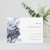 Blue Bouquet | Waterverf Floral Wedding Response RSVP Kaartje (Staand voorkant)