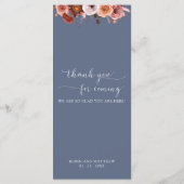 Blue Bourgogne, Blush Intricate Floral Wedding Men Menu (Achterkant)