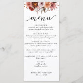 Blue Bourgogne, Blush Intricate Floral Wedding Men Menu (Voorkant)
