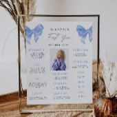 Blue Bow 1st Birthday Milestone Board Poster