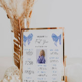 Blue Bow 1st Birthday Milestone Board Poster