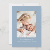  Blue Bow 2 Foto Geboorte Aankondiging (Achterkant)